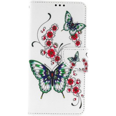 Pouzdro TopQ Samsung A22 knížkové Motýlci s květinou