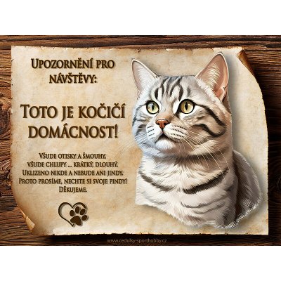 Cedulky-sporthobby 005 Cedulka Kočka Americká krátkosrstá Slovenština 20 x 15 cm – Zboží Dáma
