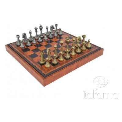 Šachový set č.040 - kovové šachy a koženková šachovnice – Zboží Dáma