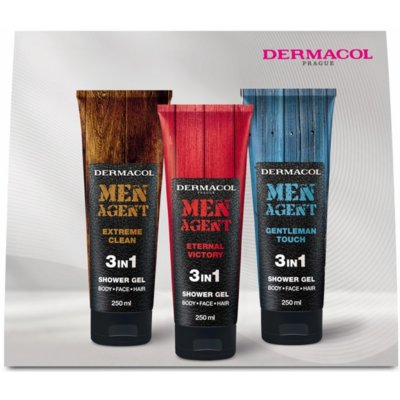 Dermacol Men Agent 3v1 Extreme Clean sprchový gel 250 ml + 3v1 Gentleman Touch sprchový gel 250 ml + 3v1 Eternal Victory sprchový gel 250 ml – Zboží Mobilmania