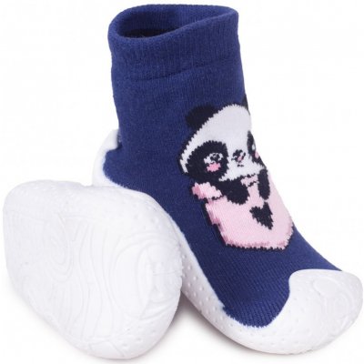 Tmavě modré botičky ponožky s gumovou podrážkou – Zboží Mobilmania