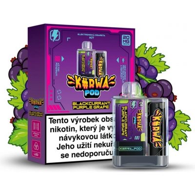 Kurwa Pod BLACKCURRANT PURPLE GRAPE 20 mg 700 potáhnutí – Zboží Dáma
