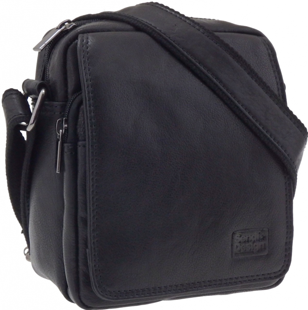 Sendi Design pánská kožená taška přes rameno Černá