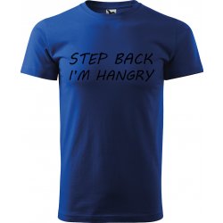 Malfini ručně malované pánské bavlněné tričko Step Back! I'm Hangry černá modrá