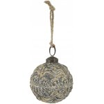Šedá antik vánoční skleněná koule se vzorem – Ø 7 cm - Chic Antique – Hledejceny.cz