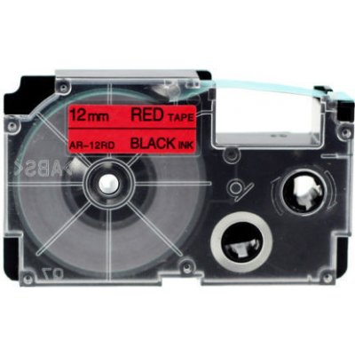 Kompatibilní páska s Casio XR-12RD1, 12mm x 8m černý tisk / červený podklad