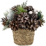 MagicHome Ikebana Vánoce přírodní se zelenými koulemi 19x19 cm – Hledejceny.cz