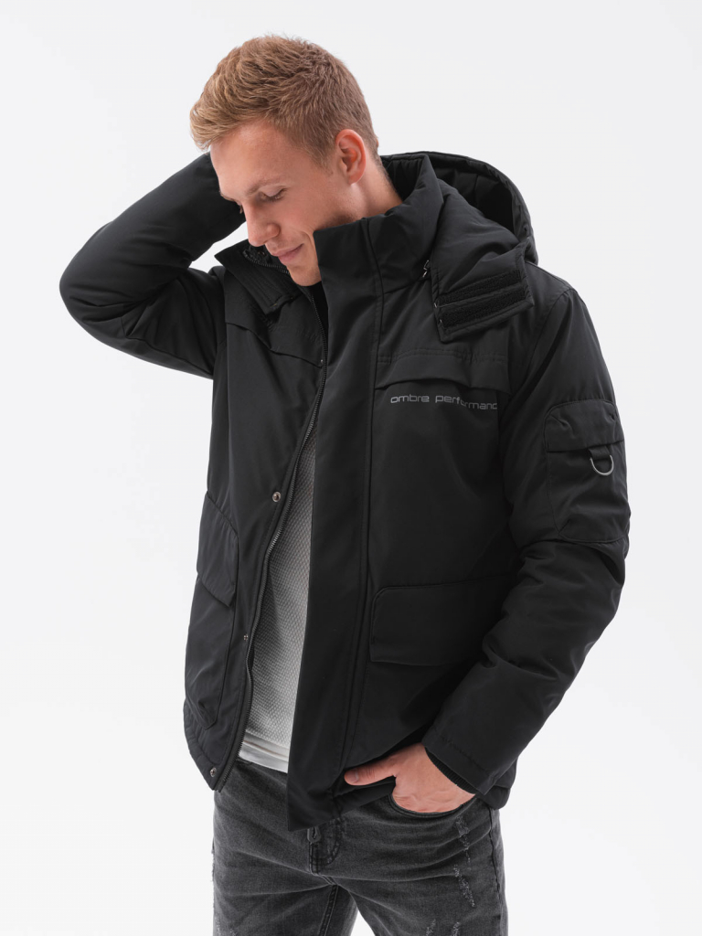 Ombre Clothing pánská zimní prošívaná bunda Jessik C504 černá