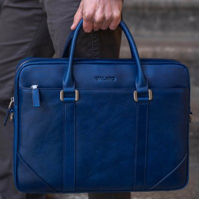 Valmio taška z pravé kůže Skyd Modrá – Zboží Dáma