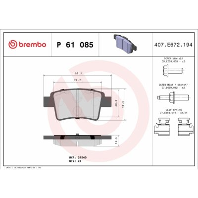 Sada brzdových destiček, kotoučová brzda BREMBO P 61 085 (P61085) | Zboží Auto