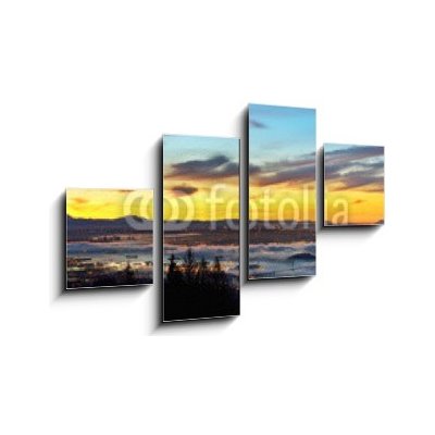 Obraz 4D čtyřdílný - 100 x 60 cm - Vancouver Panoramic Cityscapes at sunrise Vancouver panoramatické městské scenérie při východu slunce – Hledejceny.cz