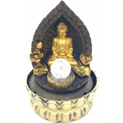 Nefertitis Pokojová fontána Buddha na lotosovém květu s pohyblivou kuličkou 26 cm – Zboží Mobilmania