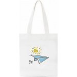 Látková taška Barlone s potiskem, bílá látková taška Papírové letadlo, bavlněná taška 40x33cm, – Zbozi.Blesk.cz
