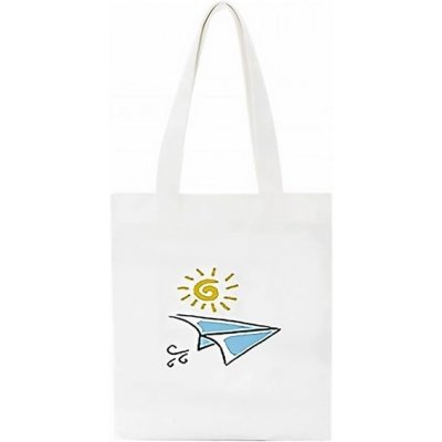 Látková taška Barlone s potiskem, bílá látková taška Papírové letadlo, bavlněná taška 40x33cm, – Zbozi.Blesk.cz