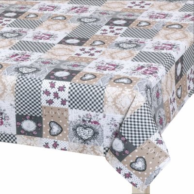 Bellatex Ubrus Dita patchwork love šedá vínová béžová 120x160cm – Zboží Dáma
