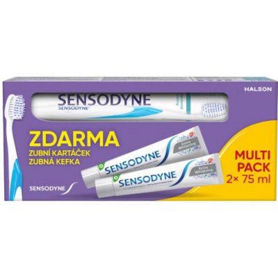 Sensodyne Extra Whitening 2 x 75 ml + zubní kartáček 150 ml – Hledejceny.cz