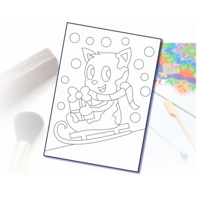 Radost v písku Šablona na pískování kočka na saních A4 210 x 297 mm – Zboží Dáma