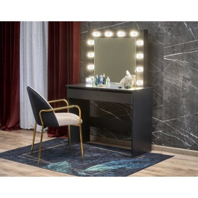 Halmar toaletní stolek s LED osvětlením Hollywood černá – Zboží Mobilmania