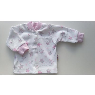 kojenecký bavlněný kabátek pro nedonošené děti drobné hvězdičky bílo růžové – Zboží Mobilmania