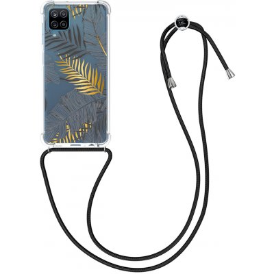 Pouzdro Pevné silikonové kwmobile Crossbody Samsung Galaxy A12 / M12 čiré s popruhem Palm Leaves – Zboží Mobilmania