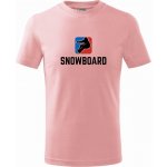 Snowboard logo tričko dětské bavlněné růžová