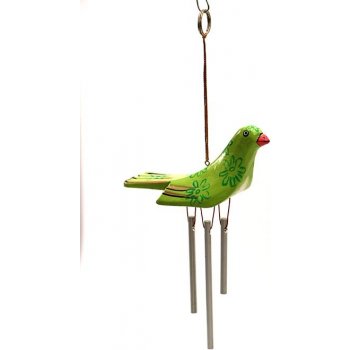 Mitra Bali zvonkohra ptáček s kvítky z Bali zelený 13 cm