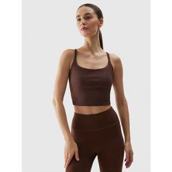 4F Dámský crop top na jógu z recyklovaných materiálů hnědý