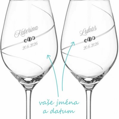 Svatební skleničky na víno Diamante Silhouette s krystaly Swarovski 2 ks – Hledejceny.cz