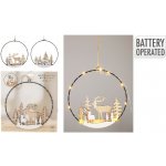 LED dioda dekorace kov, dřevo 240x20x260mm na zavěšení jelen, stromky, domky mix, přírodní, bílá – Zbozi.Blesk.cz