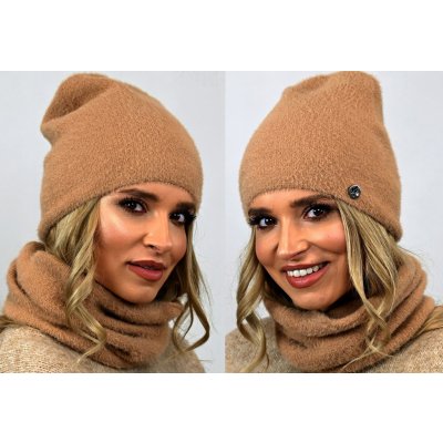 Fashionweek Exkluzivní alpakový zimní set čepice a šála ZIZI-AL1 Camel – Hledejceny.cz
