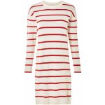 Esmara Dámské pletené midi šaty béžová/červená/pruhy – Zboží Dáma
