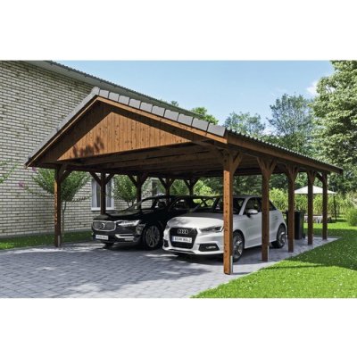 SKAN HOLZ Přístřešek na auto Wallgau 620 x 750 cm ořech – Zboží Mobilmania