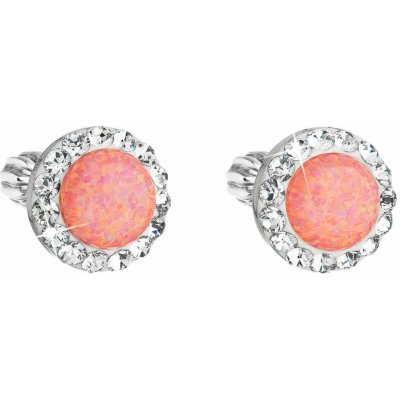 Evolution Group Stříbrné pecky se syntetickým opálem a krystaly Swarovski oranžové kulaté 31317.1 Coral s.opal – Zbozi.Blesk.cz