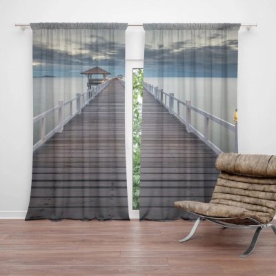 Závěsy Dřevěné molo: 2 ks - 140x250 cm - Sablio – Hledejceny.cz