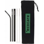 Ecocare Ekologická kovová brčka Set Černé se vzorem 3 ks – Zboží Dáma