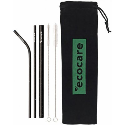 Ecocare Ekologická kovová brčka Set Černé se vzorem 3 ks – Zboží Dáma