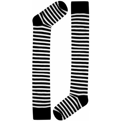 Stripes Knee Socks bíločerné pruhované podkolenky bílá