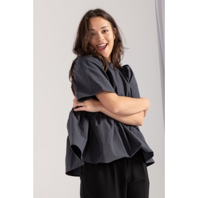 Oneday betty bavlněná halenka tmavě šedá – Zboží Dáma