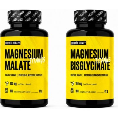 TITANUS Magnesium bisglycinát + Magnesium malate hořčík 100 kapslí – Hledejceny.cz