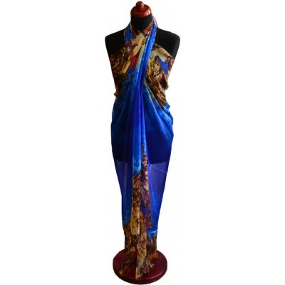 Pareo dámské Astarte par004-30 modré s květinami – Sleviste.cz