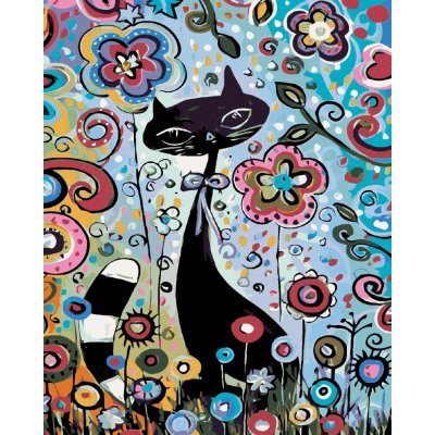 Diamondi Diamantové malování KOČKA V KVĚTINÁCH 40 x 50 cm vypnuté plátno na rám – Hledejceny.cz