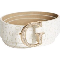 Guess pásek Rhinestone G Logo bílý s logem