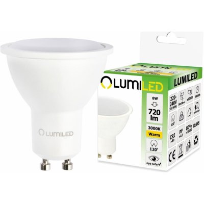 LED žárovka LED GU10 8W = 70W 720lm 3000K Teplá bílá 120° LUMILED – Zboží Živě