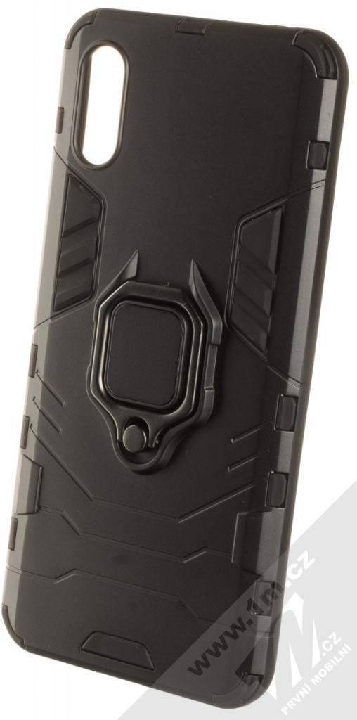 Pouzdro 1Mcz Armor Ring odolné ochranné s držákem na prst Xiaomi Redmi 9A, Redmi 9AT černé