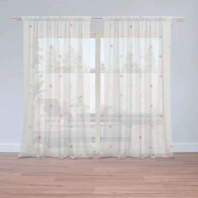 Záclony Barevné tečky na béžové: 2 ks - 150x250 cm - Sablio – Hledejceny.cz