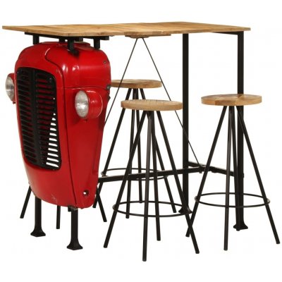 Petrashop 5dílný barový set masivní mangovníkové dřevo Červená 4009369 – Zbozi.Blesk.cz