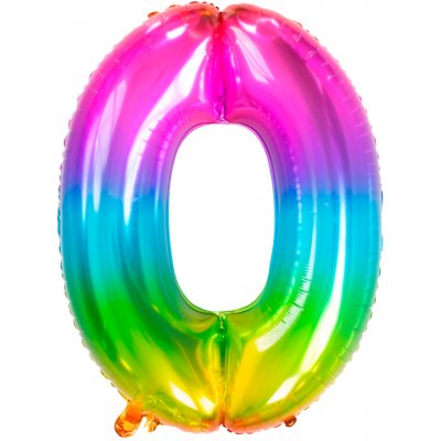 Folat Balónek fóliový číslo 0 Yummy Gummy Rainbow 86 cm – Zboží Dáma