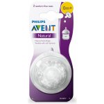 Philips Avent dudlík na kojeneckou láhev natural 1 otvor transparentní 2 ks – Zboží Dáma