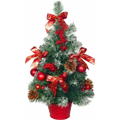 MagicHome vánoční stromeček ozdobený, zasněžený, červený, 50 cm – Hledejceny.cz