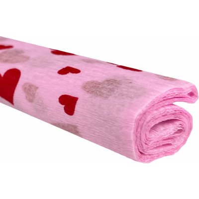 Krepový papír - Srdce na růžovém 0,5x2m C14D59 28 g/m2 – Hledejceny.cz